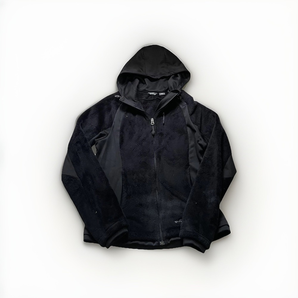 Eddie Bauer Jacket‎ Womens Small Fleece Full Zip Long Sleeve Black Sherpa Teddy
